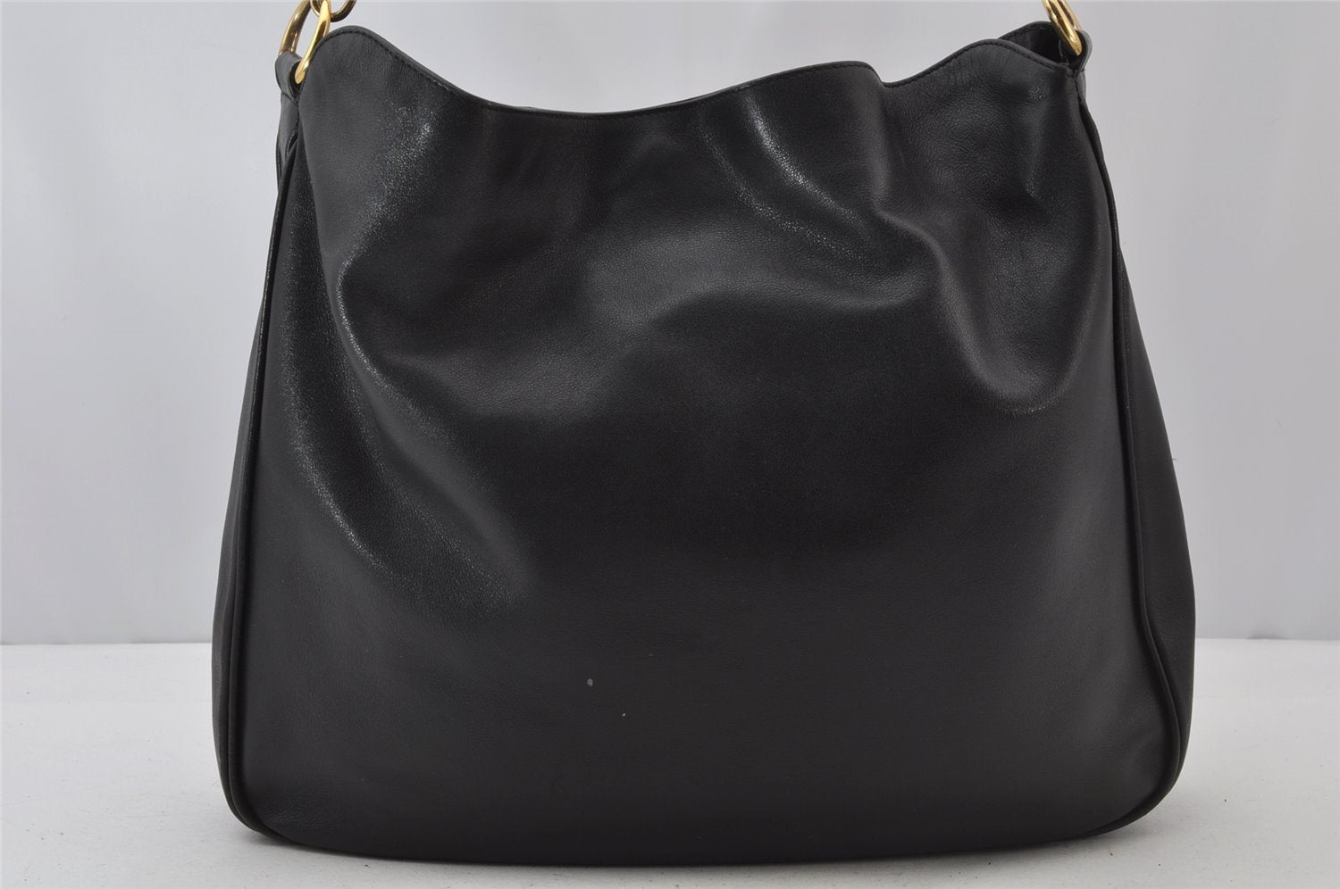 Authentic GUCCI Vintage Bamboo 2Way Shoulder Hand Bag Leather Black Junk 0187J