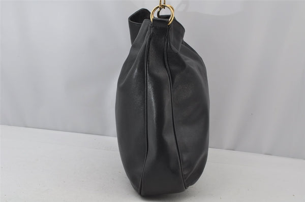 Authentic GUCCI Vintage Bamboo 2Way Shoulder Hand Bag Leather Black Junk 0187J