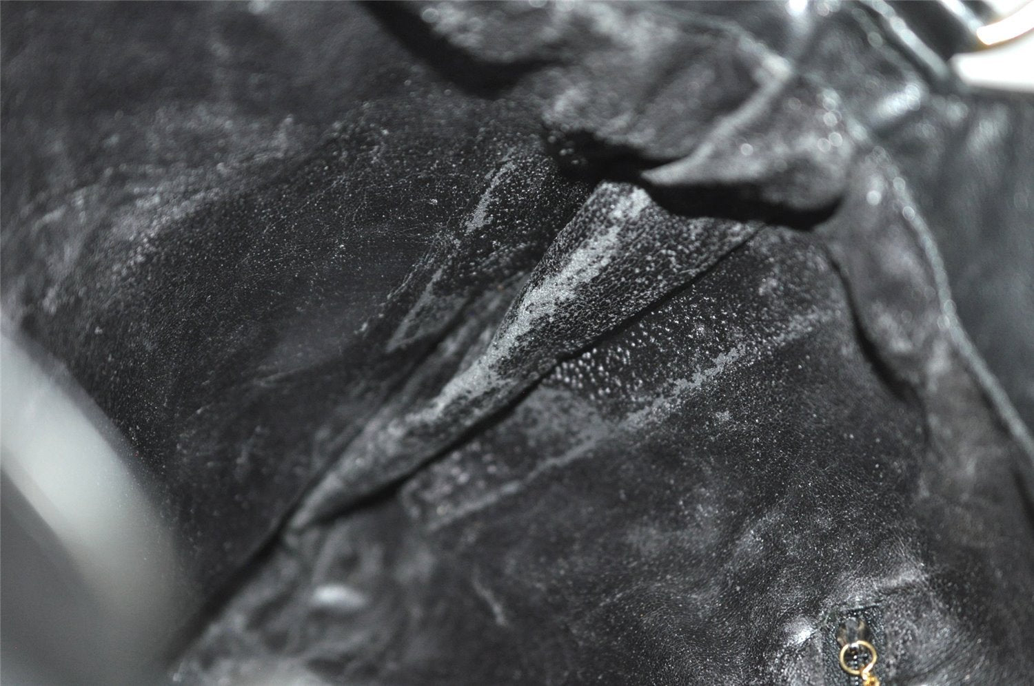 Authentic GUCCI Vintage Bamboo 2Way Shoulder Hand Bag Leather Black Junk 0187J