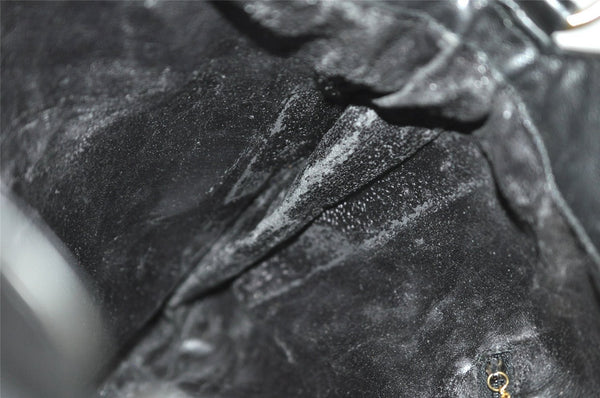 Authentic GUCCI Vintage Bamboo 2Way Shoulder Hand Bag Leather Black Junk 0187J