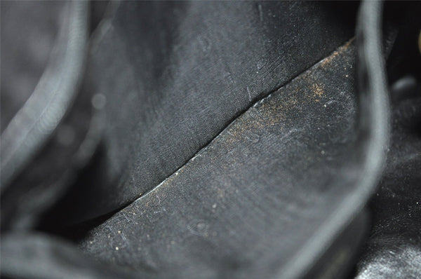 Authentic GUCCI Vintage Bamboo 2Way Shoulder Hand Bag Leather Black Junk 0187J