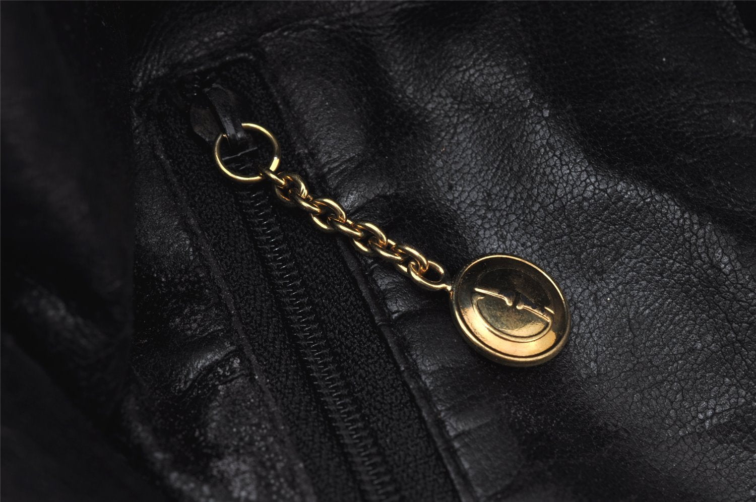 Authentic GUCCI Vintage Bamboo 2Way Shoulder Hand Bag Leather Black Junk 0187J