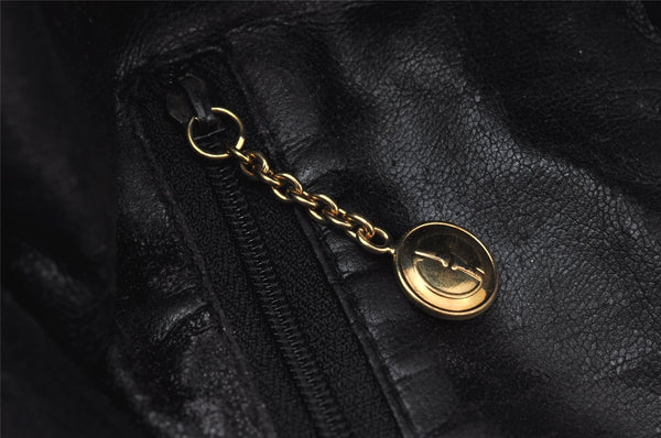 Authentic GUCCI Vintage Bamboo 2Way Shoulder Hand Bag Leather Black Junk 0187J