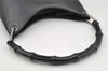 Authentic GUCCI Vintage Bamboo Shoulder Hand Bag Purse Enamel Black Junk 0189J