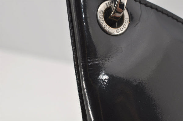 Authentic GUCCI Vintage Bamboo Shoulder Hand Bag Purse Enamel Black Junk 0189J