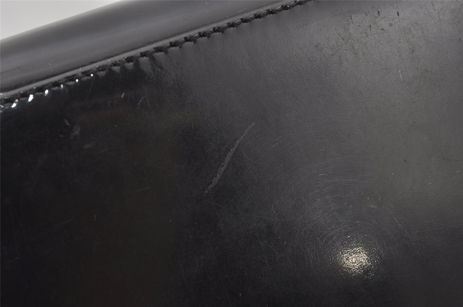 Authentic GUCCI Vintage Bamboo Shoulder Hand Bag Purse Enamel Black Junk 0189J