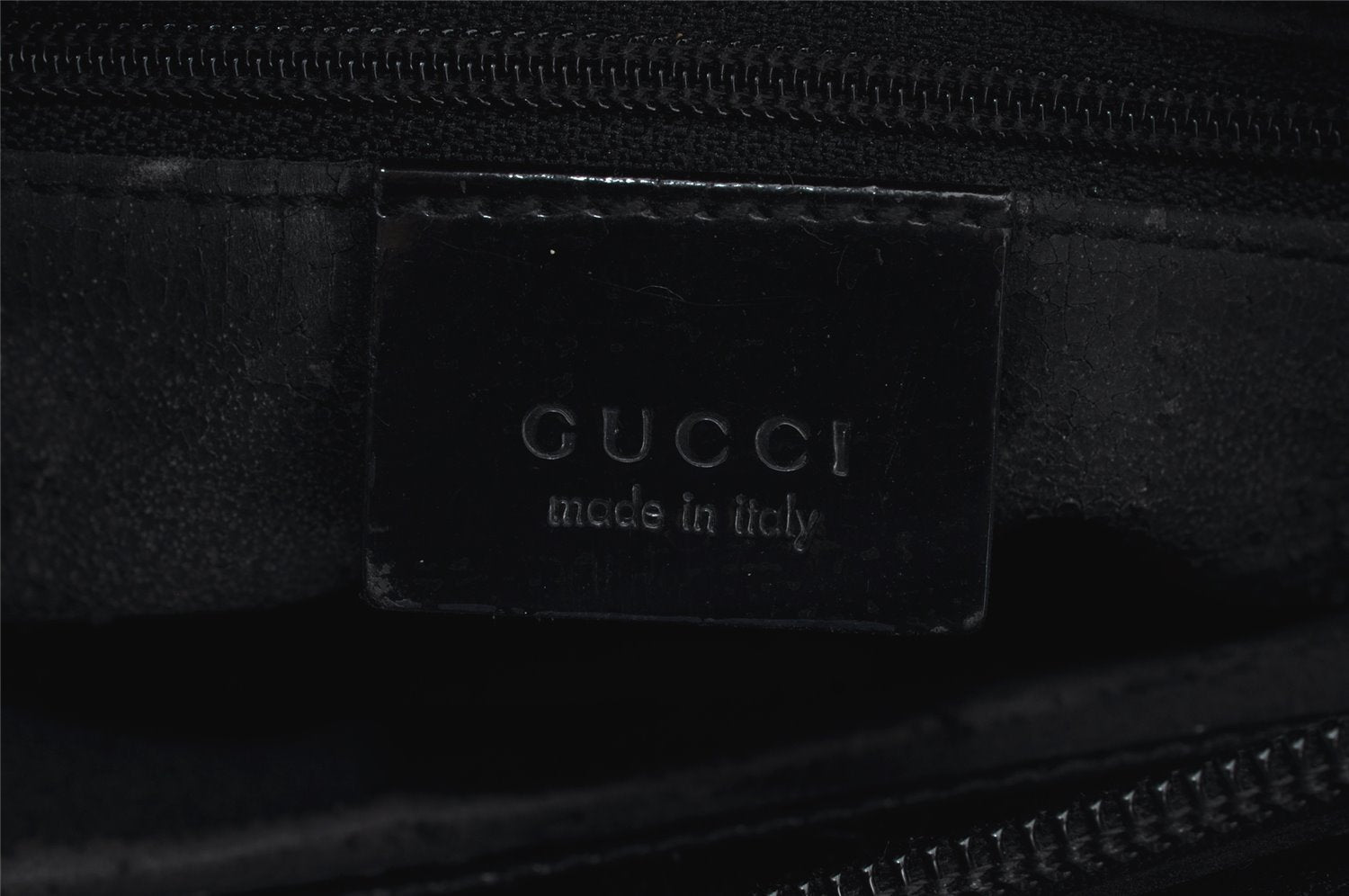 Authentic GUCCI Vintage Bamboo Shoulder Hand Bag Purse Enamel Black Junk 0189J