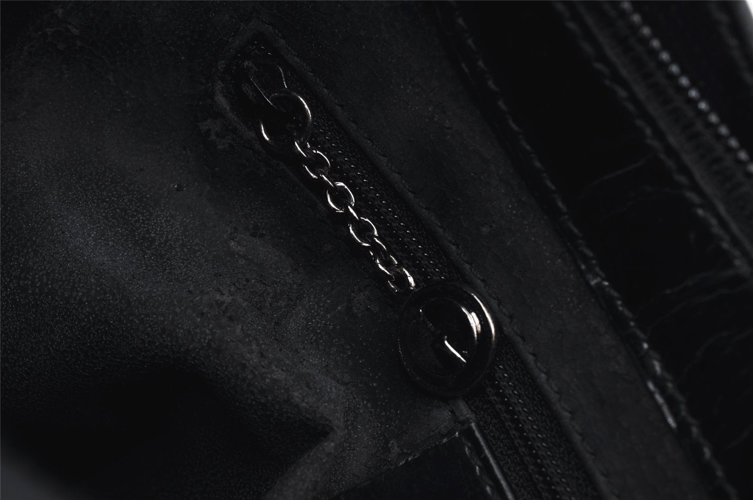 Authentic GUCCI Vintage Bamboo Shoulder Hand Bag Purse Enamel Black Junk 0189J