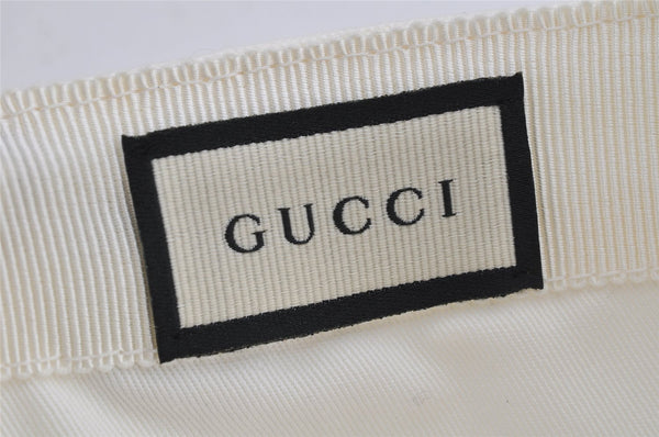 Authentic GUCCI Vintage Sherry Line Cap Canvas Leather Size M White 0189K