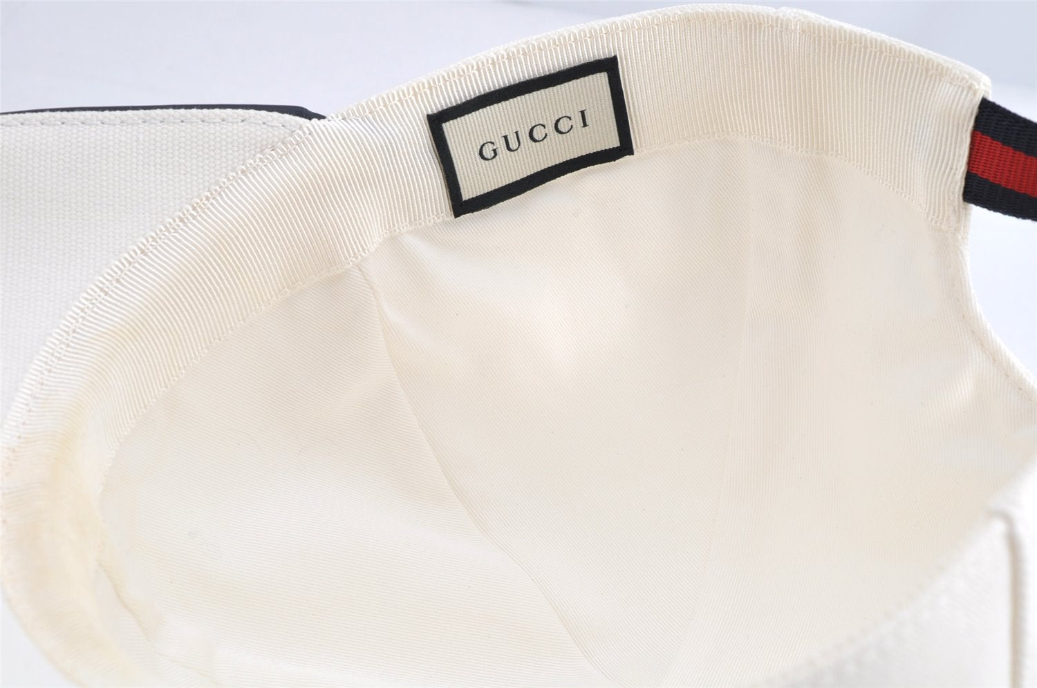 Authentic GUCCI Vintage Sherry Line Cap Canvas Leather Size M White 0189K