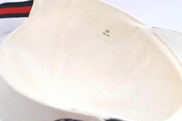 Authentic GUCCI Vintage Sherry Line Cap Canvas Leather Size M White 0189K