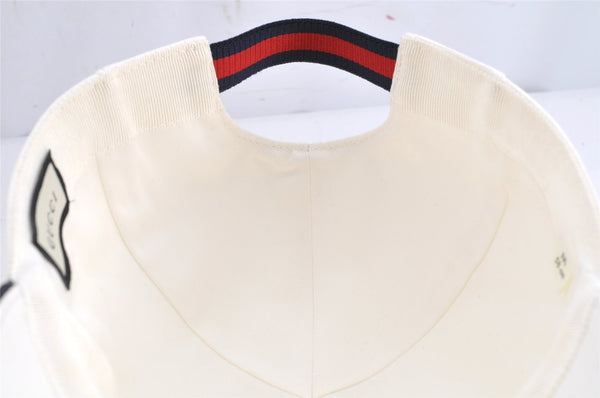 Authentic GUCCI Vintage Sherry Line Cap Canvas Leather Size M White 0189K