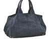 Authentic PRADA Vintage Canapa M Denim Tote Hand Bag Blue 0190J