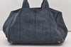 Authentic PRADA Vintage Canapa M Denim Tote Hand Bag Blue 0190J