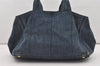 Authentic PRADA Vintage Canapa M Denim Tote Hand Bag Blue 0190J