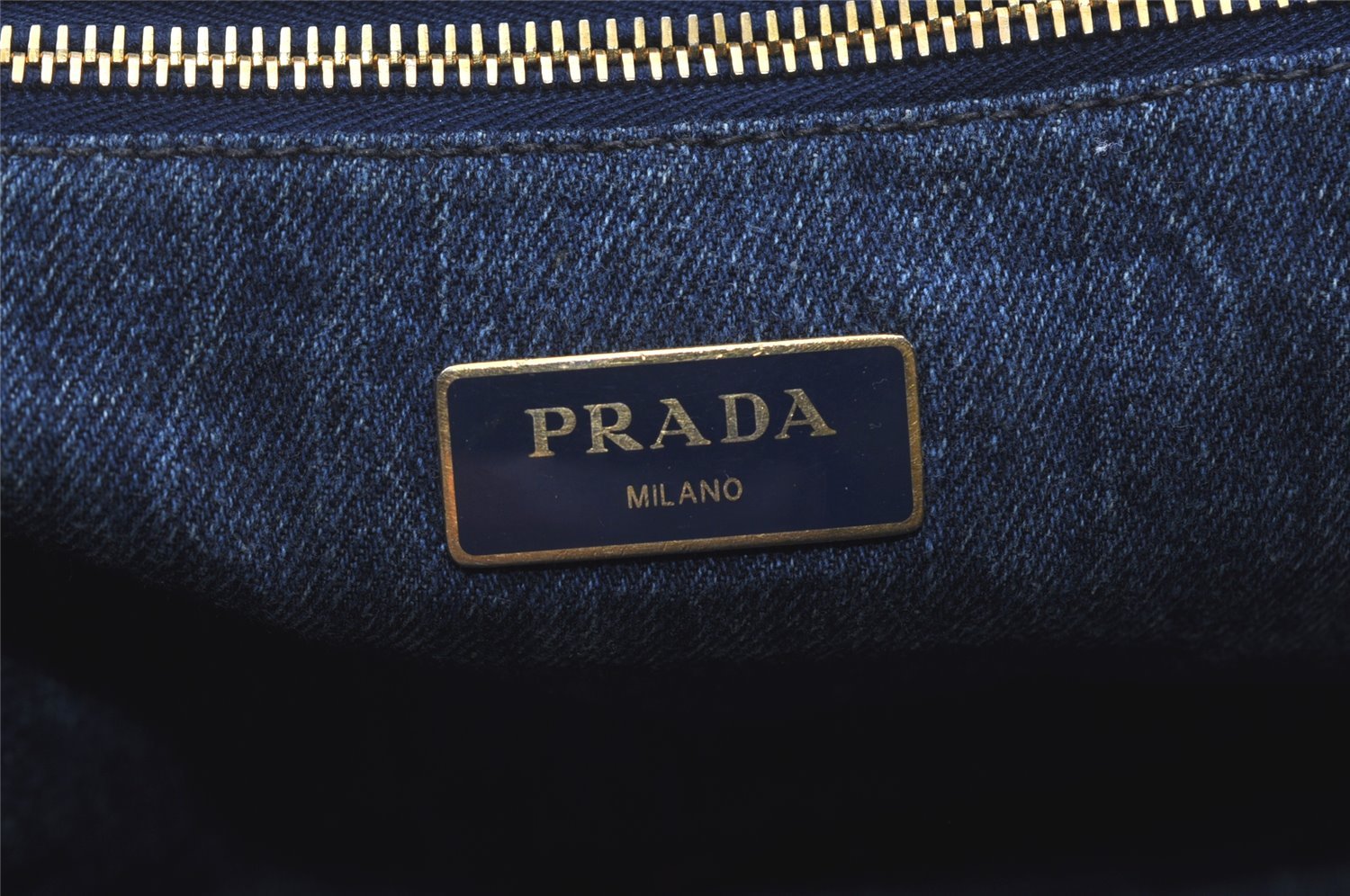 Authentic PRADA Vintage Canapa M Denim Tote Hand Bag Blue 0190J