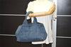 Authentic PRADA Vintage Canapa M Denim Tote Hand Bag Blue 0190J