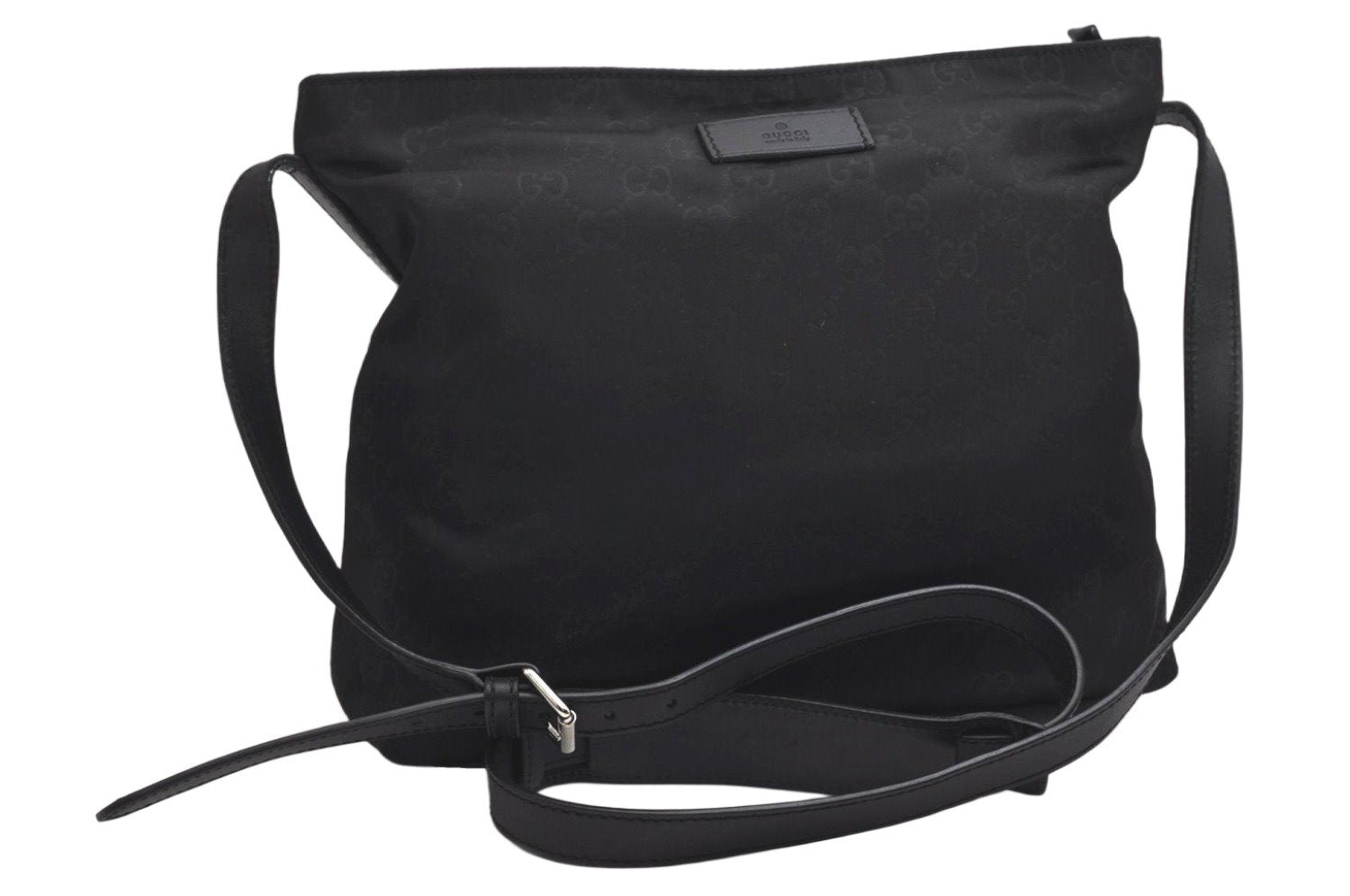 Authentic GUCCI Shoulder Cross Body Bag GG Nylon Leather 314529 Black 0190K