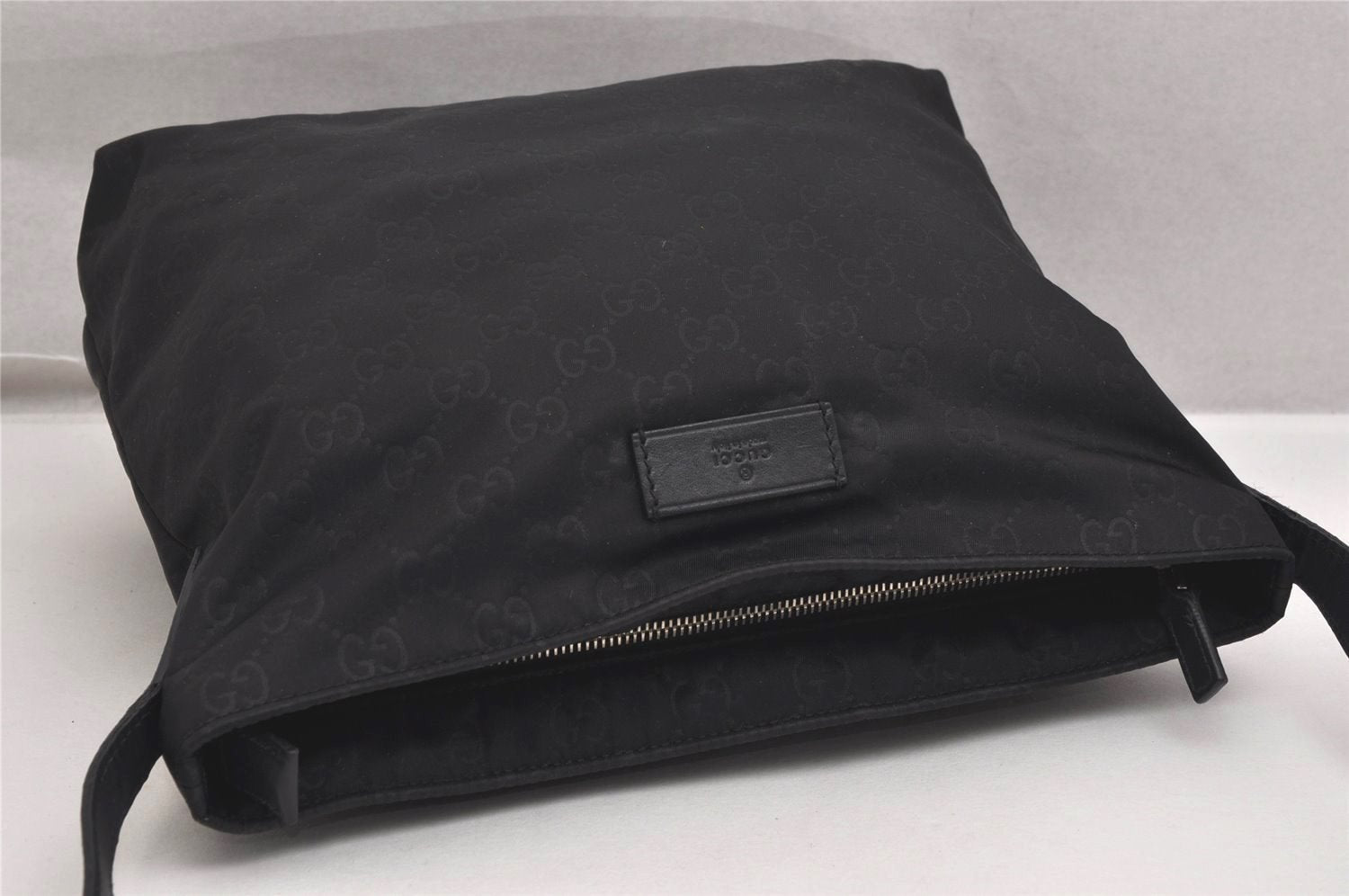 Authentic GUCCI Shoulder Cross Body Bag GG Nylon Leather 314529 Black 0190K