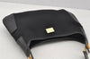 Authentic Salvatore Ferragamo Canvas Leather Shoulder Hand Bag Purse Black 0191J