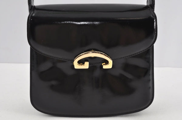 Authentic GUCCI Vintage Shoulder Cross Body Bag Purse Enamel Black 0192J