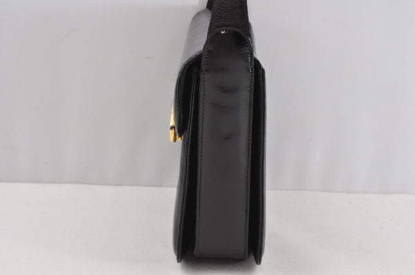 Authentic GUCCI Vintage Shoulder Cross Body Bag Purse Enamel Black 0192J