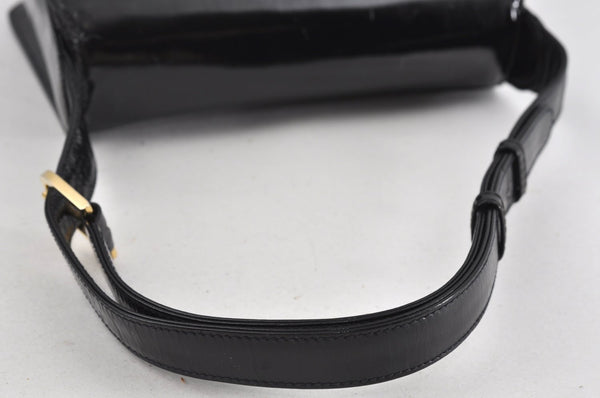 Authentic GUCCI Vintage Shoulder Cross Body Bag Purse Enamel Black 0192J