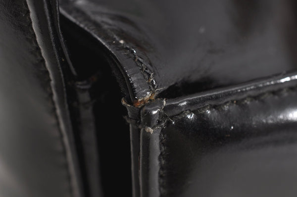 Authentic GUCCI Vintage Shoulder Cross Body Bag Purse Enamel Black 0192J