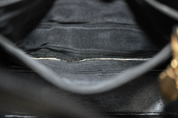 Authentic GUCCI Vintage Shoulder Cross Body Bag Purse Enamel Black 0192J