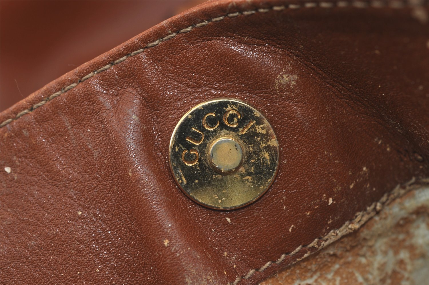 Authentic GUCCI Vintage Bamboo 2Way Shoulder Hand Bag Leather Brown Junk 0194I