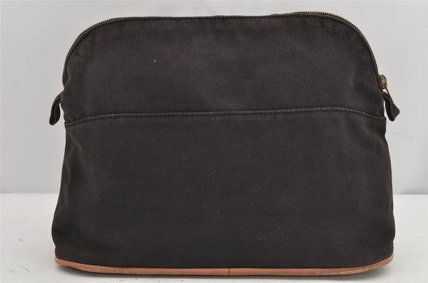 Authentic HERMES Bolide MM Pouch Purse Canvas Leather Black 0194K