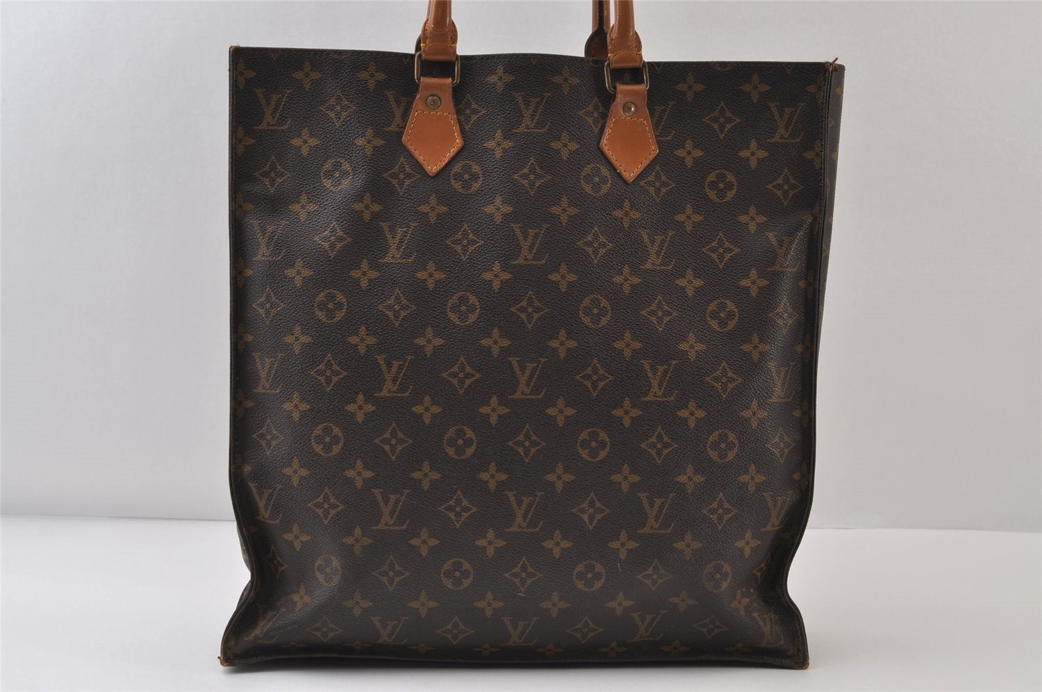 Authentic Louis Vuitton Monogram Sac Plat Hand Tote Bag M51140 LV 0197J