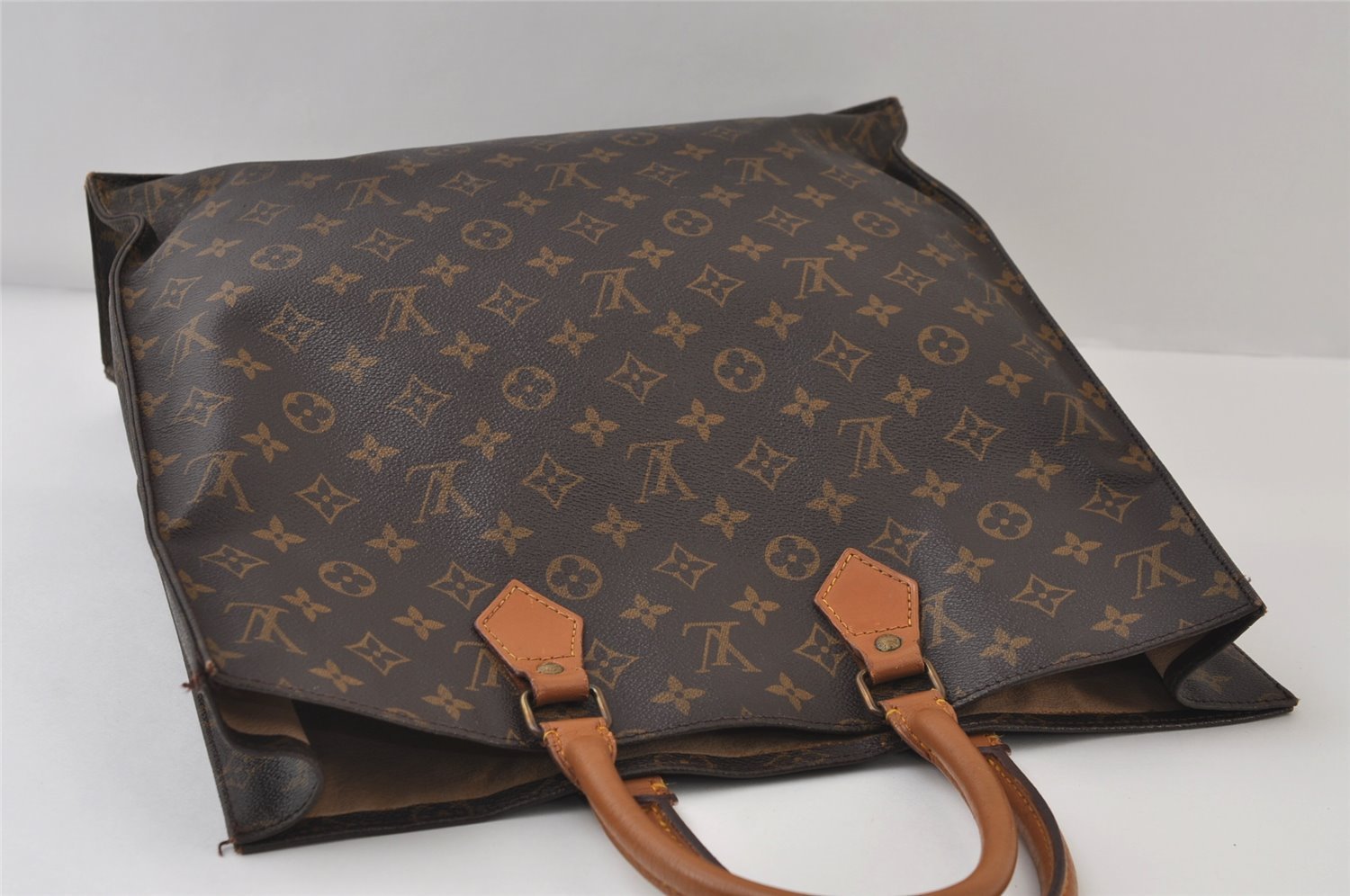 Authentic Louis Vuitton Monogram Sac Plat Hand Tote Bag M51140 LV 0197J