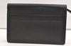 Authentic Burberrys Vintage Leather Clutch Hand Bag Purse Black 0197K