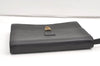 Authentic Burberrys Vintage Leather Clutch Hand Bag Purse Black 0197K
