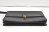 Authentic Burberrys Vintage Leather Clutch Hand Bag Purse Black 0197K