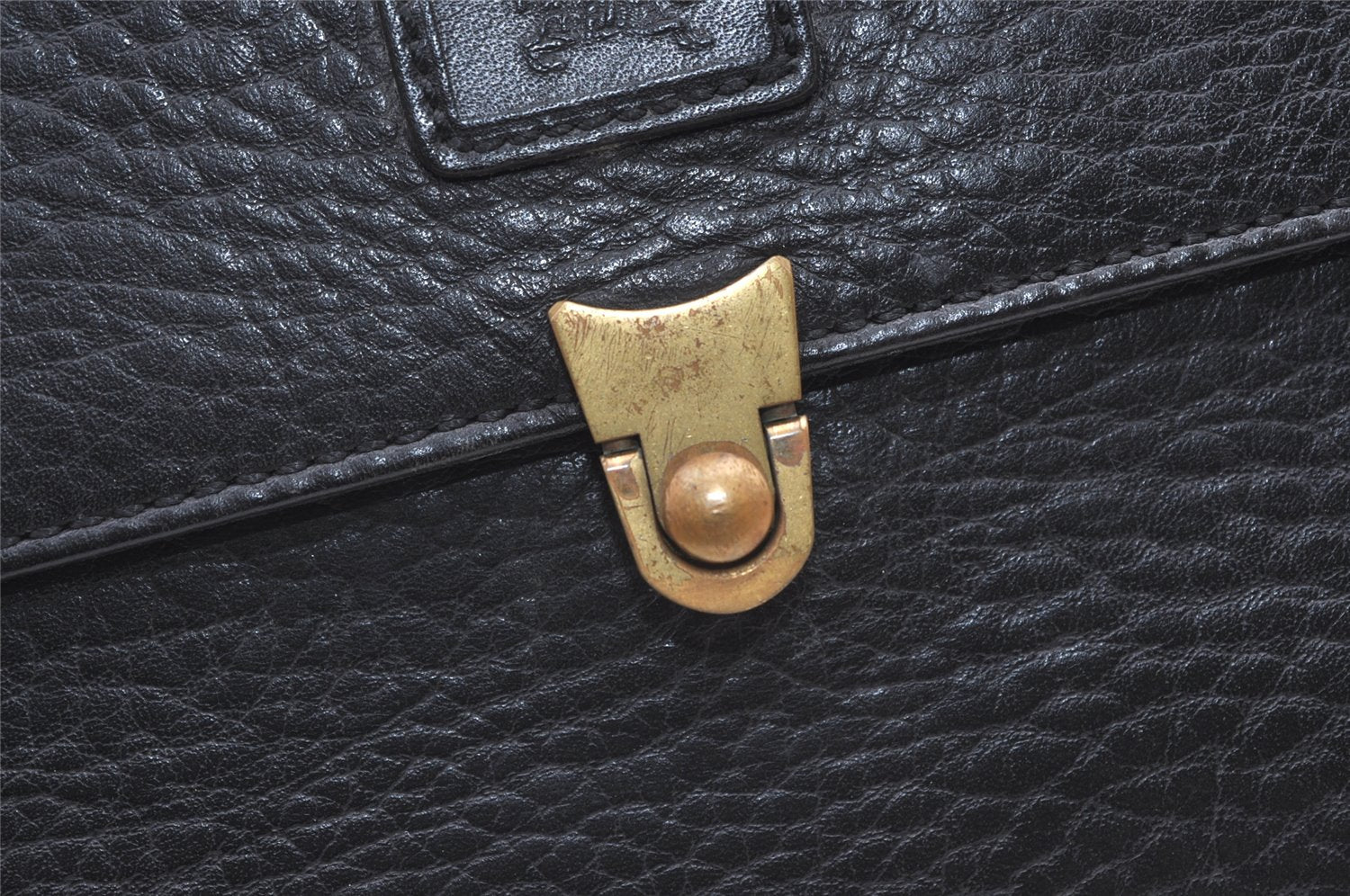 Authentic Burberrys Vintage Leather Clutch Hand Bag Purse Black 0197K