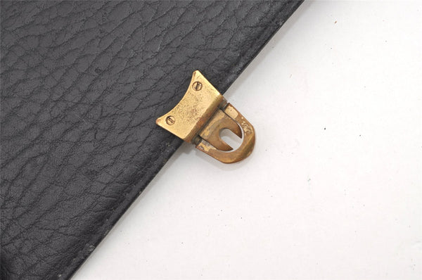Authentic Burberrys Vintage Leather Clutch Hand Bag Purse Black 0197K