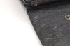 Authentic Burberrys Vintage Leather Clutch Hand Bag Purse Black 0197K