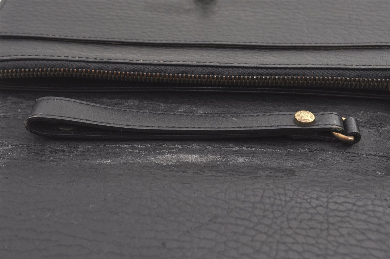 Authentic Burberrys Vintage Leather Clutch Hand Bag Purse Black 0197K
