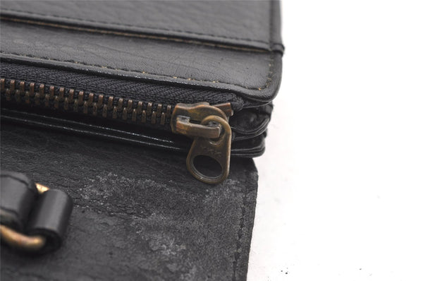 Authentic Burberrys Vintage Leather Clutch Hand Bag Purse Black 0197K