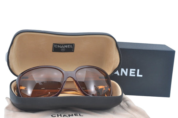 Authentic CHANEL Vintage Sunglasses CoCo Mark Plastic 808/73 Brown Box 0198K