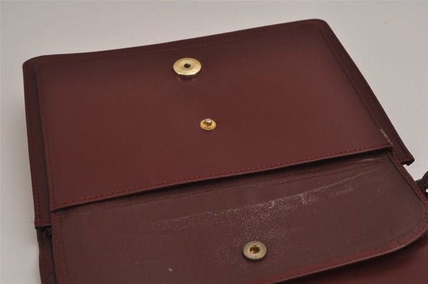 Authentic Cartier Must de Cartier Clutch Bag Leather Bordeaux Red Box 0199K