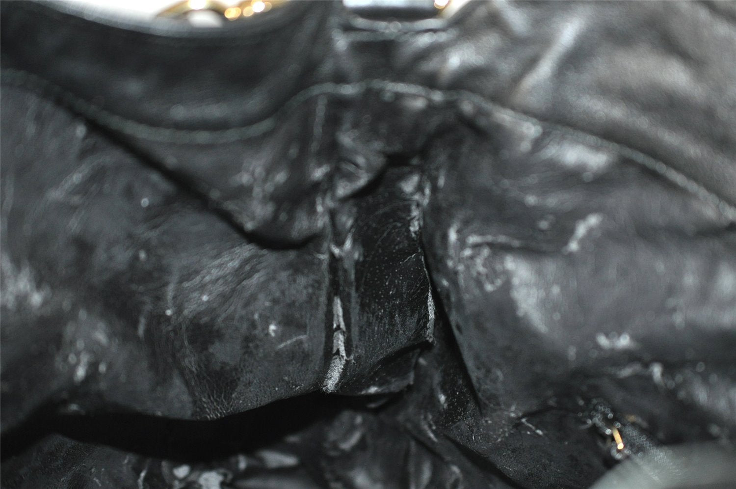 Authentic GUCCI Bamboo Shoulder Tote Bag Leather 0011577 Black Junk 0200I