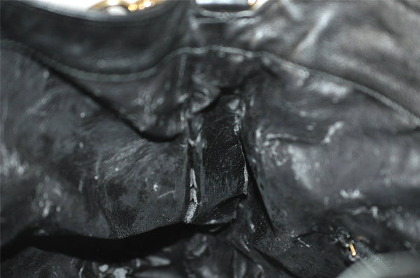 Authentic GUCCI Bamboo Shoulder Tote Bag Leather 0011577 Black Junk 0200I