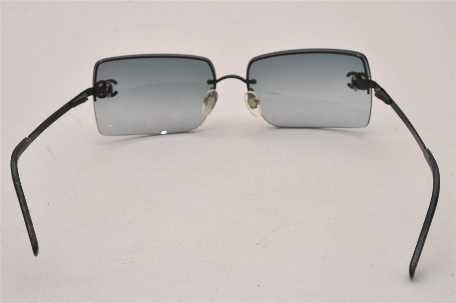 Authentic CHANEL Vintage Sunglasses Rhinestone CoCo Mark Titanium Black CC 0200J