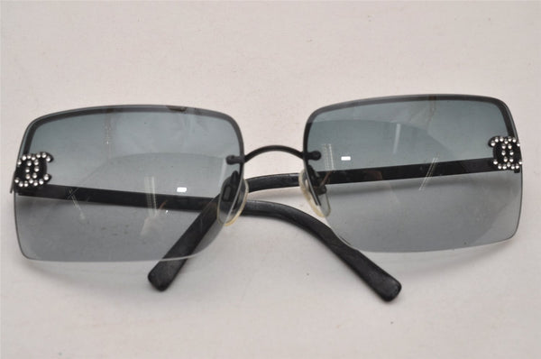 Authentic CHANEL Vintage Sunglasses Rhinestone CoCo Mark Titanium Black CC 0200J