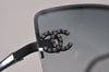 Authentic CHANEL Vintage Sunglasses Rhinestone CoCo Mark Titanium Black CC 0200J