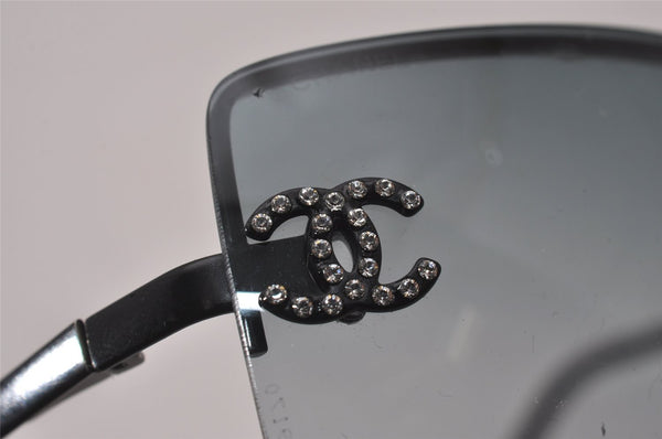 Authentic CHANEL Vintage Sunglasses Rhinestone CoCo Mark Titanium Black CC 0200J