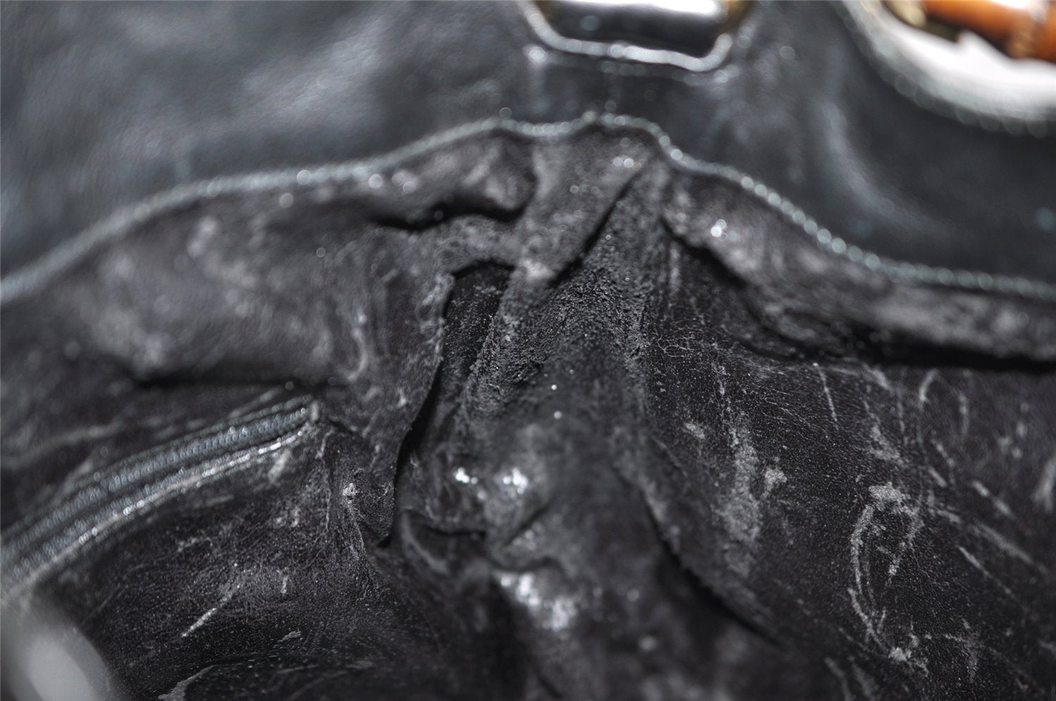 Authentic GUCCI Vintage Bamboo 2way Shoulder Hand Bag Leather Black Junk 0201I